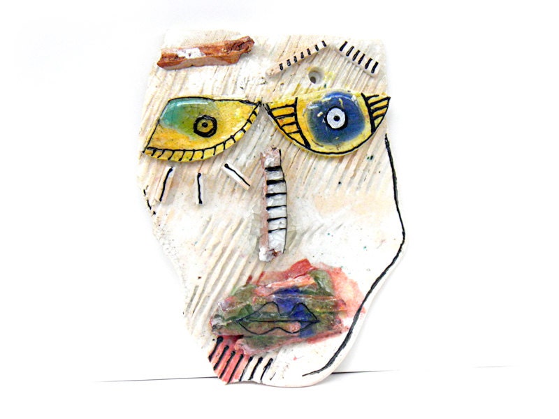 Wall Mask, Abstract ceramic (Wall Art),  3D wall art, Ceramic mask, Handmade sculpture of head,  Ceramic home decor
