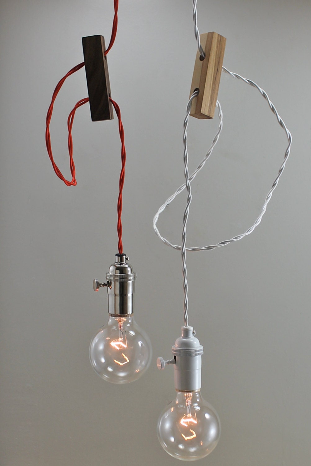 ADD ON - Handcrafted Wood Swag Block Accessory - handmade wooden walnut or birch lighting lamp light fixture, on wire cord hanging tool