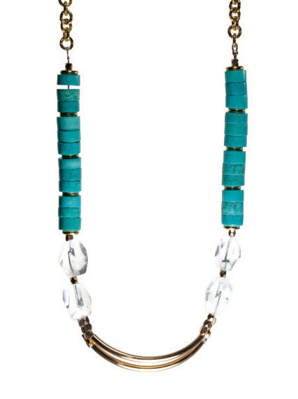 Turquoise and crystal necklace
