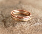 Mixed Metal Stacking Ring Set of Three Sterling Silver Copper Brass Rings
