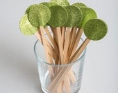 Green Glitter Drink Stirrers - 24