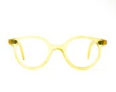 Vintage round petite yellow rounded glasses sunglasses 70s womens spectacles statement nerd frame eyewear