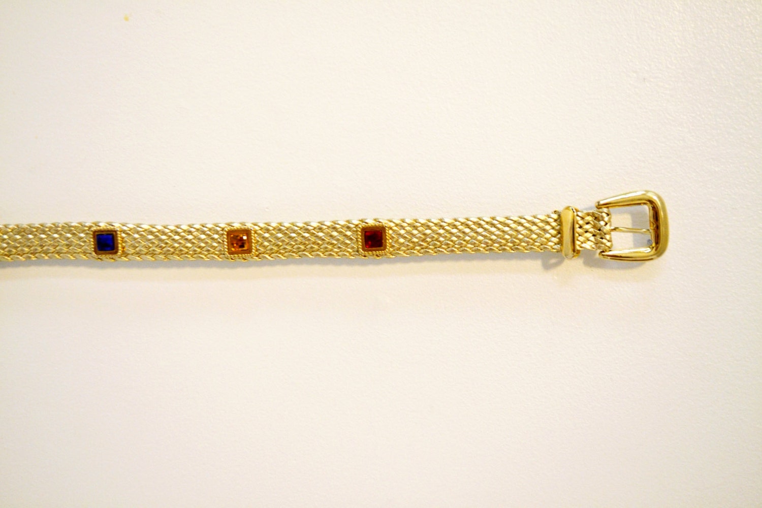 80's braided Gold colored Bejeweled belt