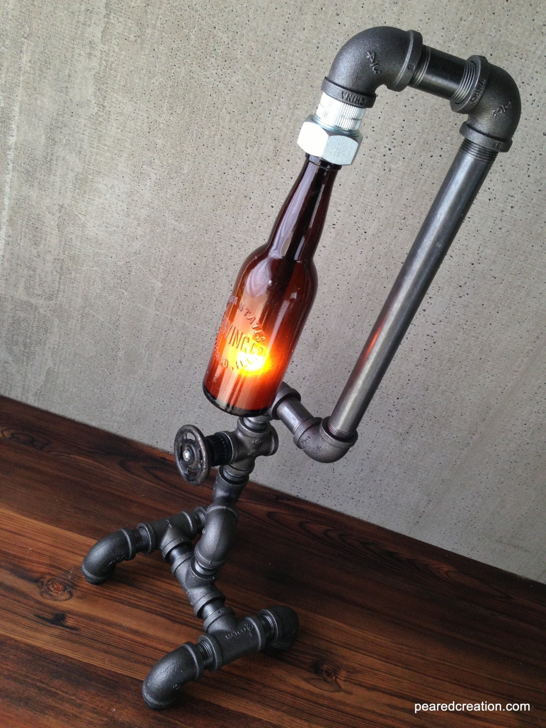 Antique Beer Lamp - Industrial Lighting - Steampunk Light - Table Lamp - Bar Furniture