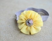 Baby Girl Headband, Yellow and Gray Headband, Newborn Headband