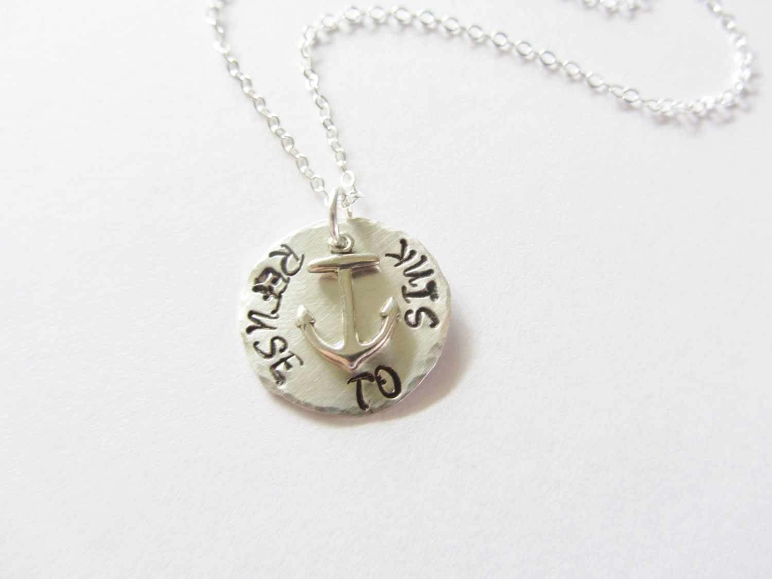 Refuse to Sink Necklace, Refuse to Sink Hand Stamped Sterling Silver Necklace