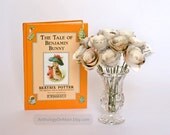 Beatrix Potter Book Page Bouquet with Vase - Nursery and Children's Room Decor - Benjamin Bunny Story Book Dresser Decoration