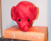 red 2 tone chevron - elephant stuffed animal / plush