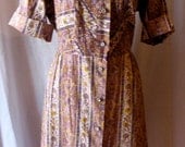 Vintage 1950s Paisley Shirtwaist Dress - L