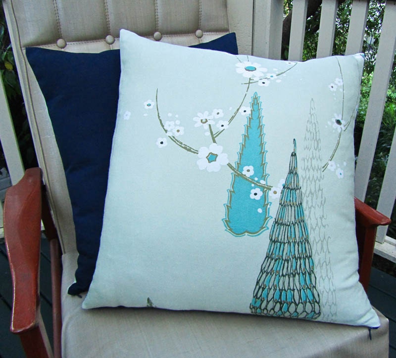 Vintage raindrops and blossoms cushion covers (pair)
