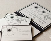 Sample Silk Folio Keepsake and Invitation Set - Kaija - Black and White Floral Wedding Invitation
