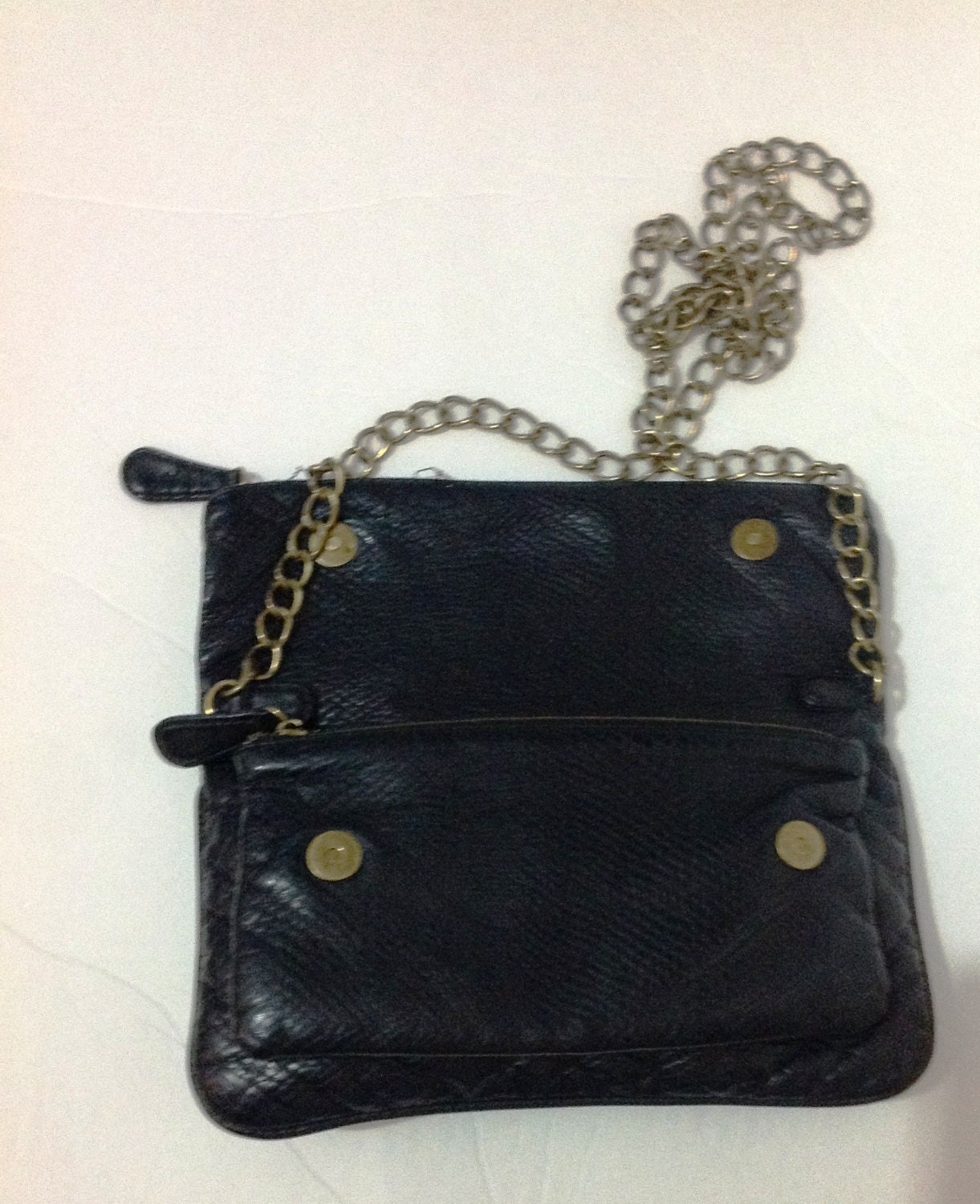 Black Leather Purse Shoulder Bag Clutch