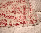 Baby blanket - pink toile mother goose