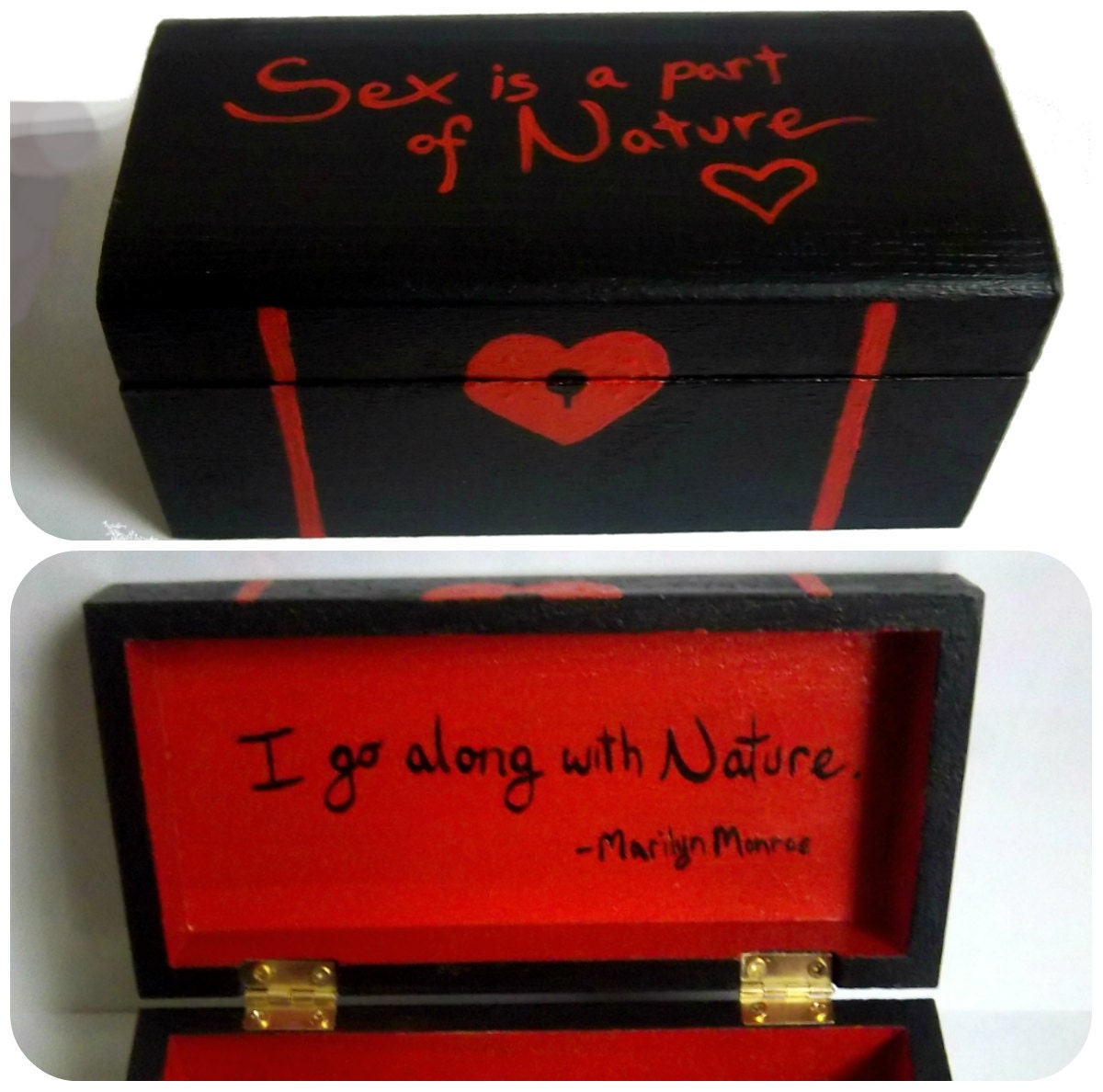Gothic Box with Marilyn Monroe Quote "Sex is a Part of Nature..."  for Jewelry or Birth Control