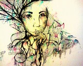 5x3 inch small portrait art giclee print, photo art print,Contemporary abstract art illustration photo print art print.