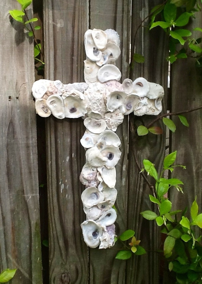 Oyster Shell Cross/Reclaimed Wood Cross