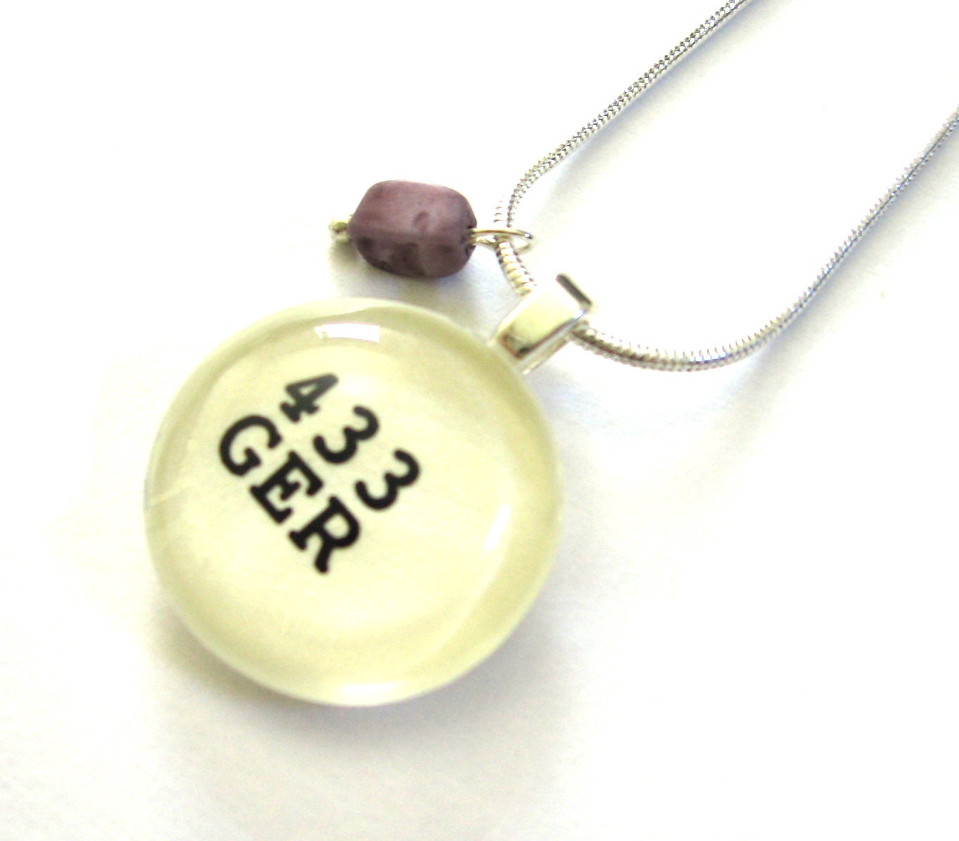 Pastel Lilac Purple Miyuki Bead Dewey Decimal Card Catalog Sterling Silver Chain Spring Necklace