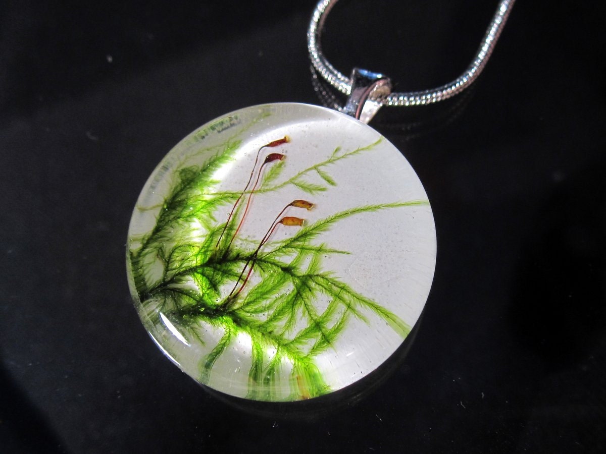 Moss Necklace, plant jewelry, leaf jewellery ,