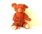 Antique Jointed Teddy Bear Cinnamon Velveteen Mohair with Center Seam and Felt Pads