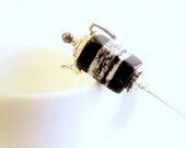 Beaded hat pin womens accessories teapot hatpin black and white stripe rectangle Japanese tea ceremony scarf ascot lapel stick pin tagt tenx