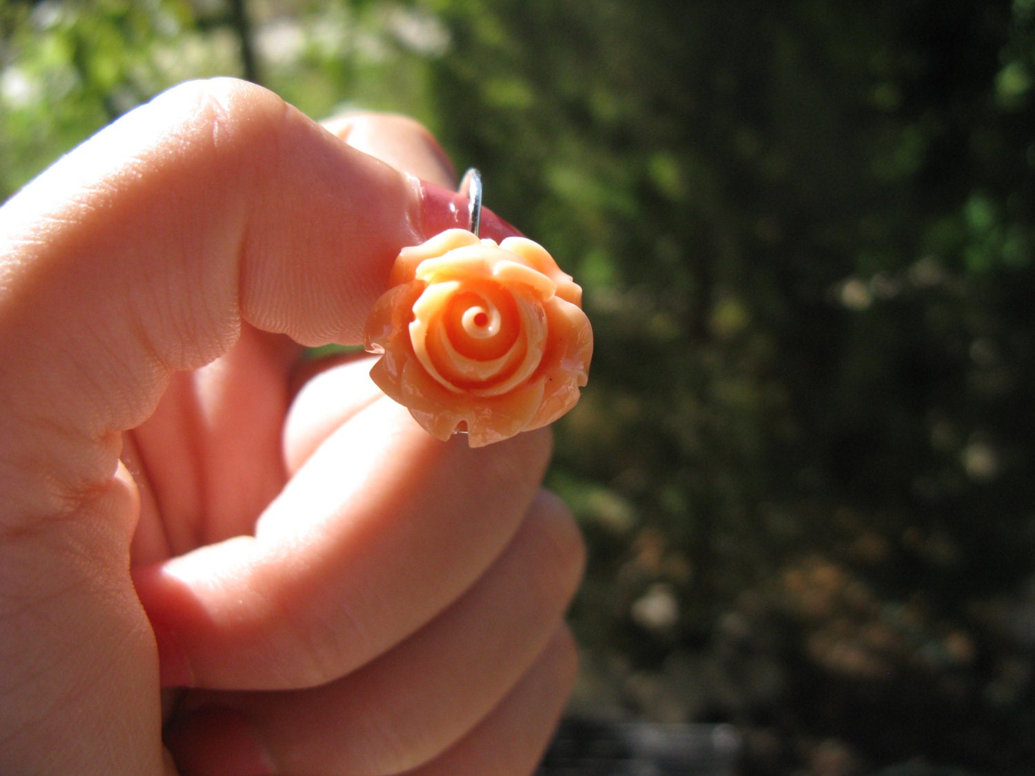 Orange Flower Earrings,Orange rose earring