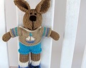 Stuffed Bunny Rabbit Knit Toy Plush Animal Kids Toy Boy Bunny Rabbit Hand Knit Stuffed Rabbit Kids Toy Ryan