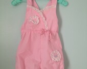 Vintage Pink Sunsuit with Eyelet Detail and Lion Appliques 9-12mo