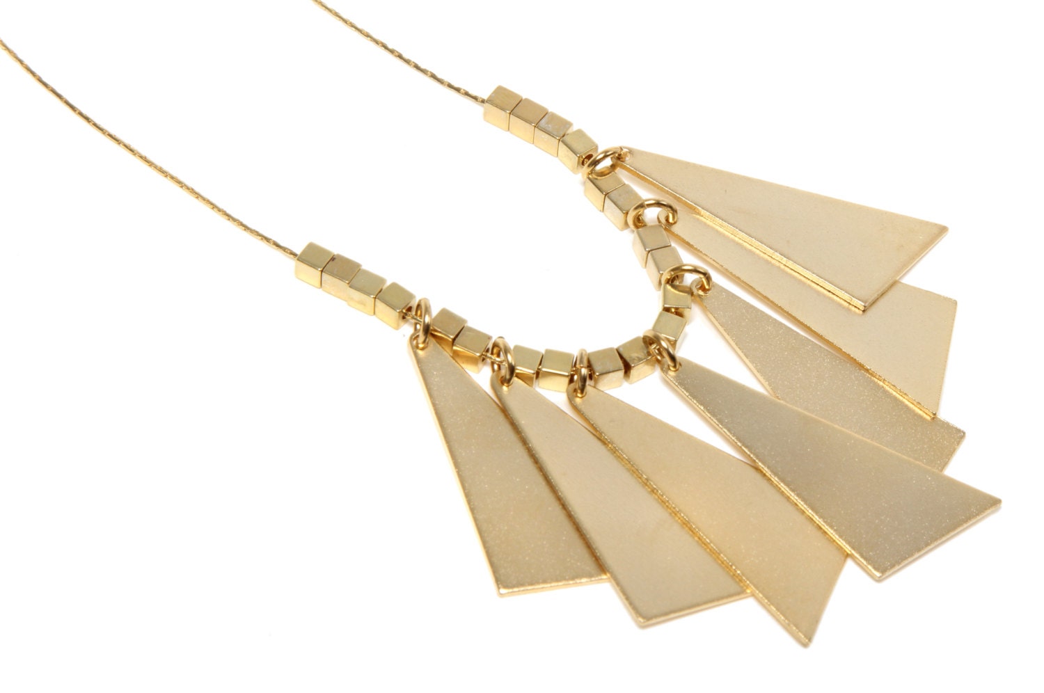 Square & Triangle Necklace in Gold, geometric necklace