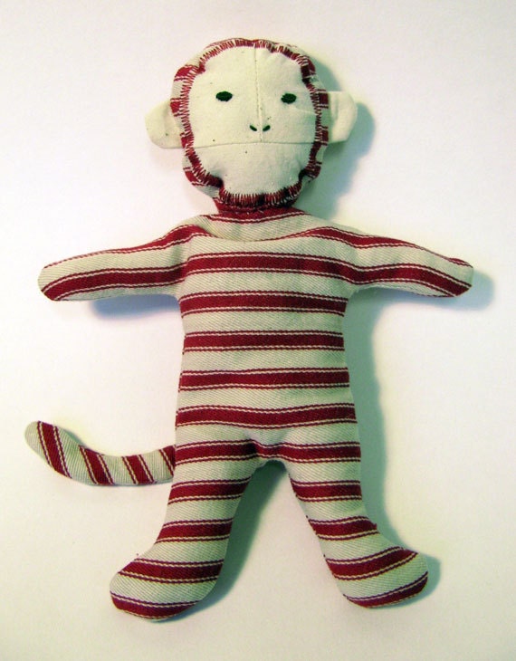 Stripey Monkey - handmade soft toy