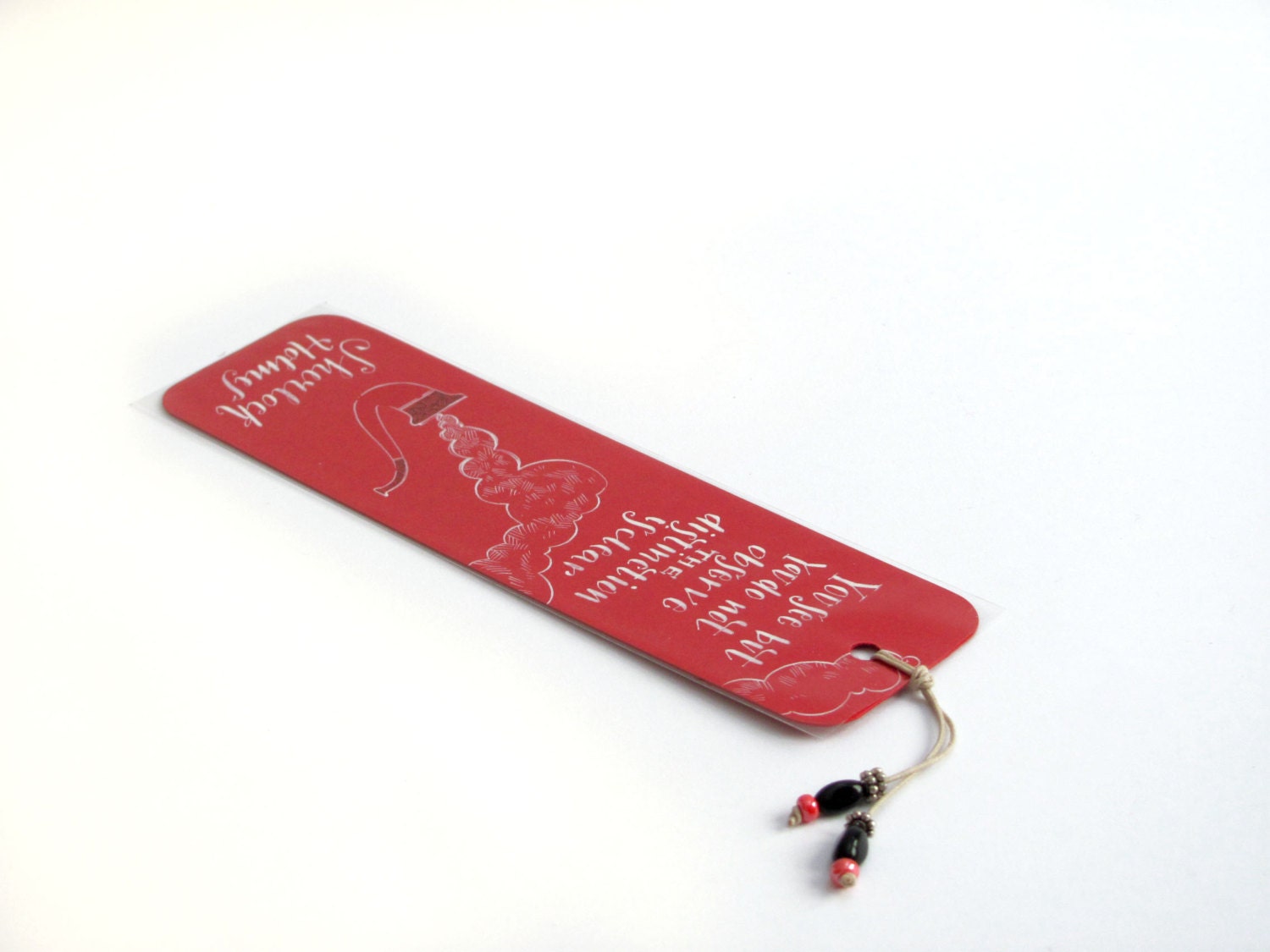 Sherlock Holmes red  bookmark, with handwritten calligraphy - You see but you do not observe