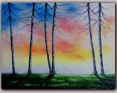 Original Landscape Painting, Contemporary Tree Painting, Miniature Landscape Wall Art, Forest Oil Painting, 6 x 8, The Forest's Edge II