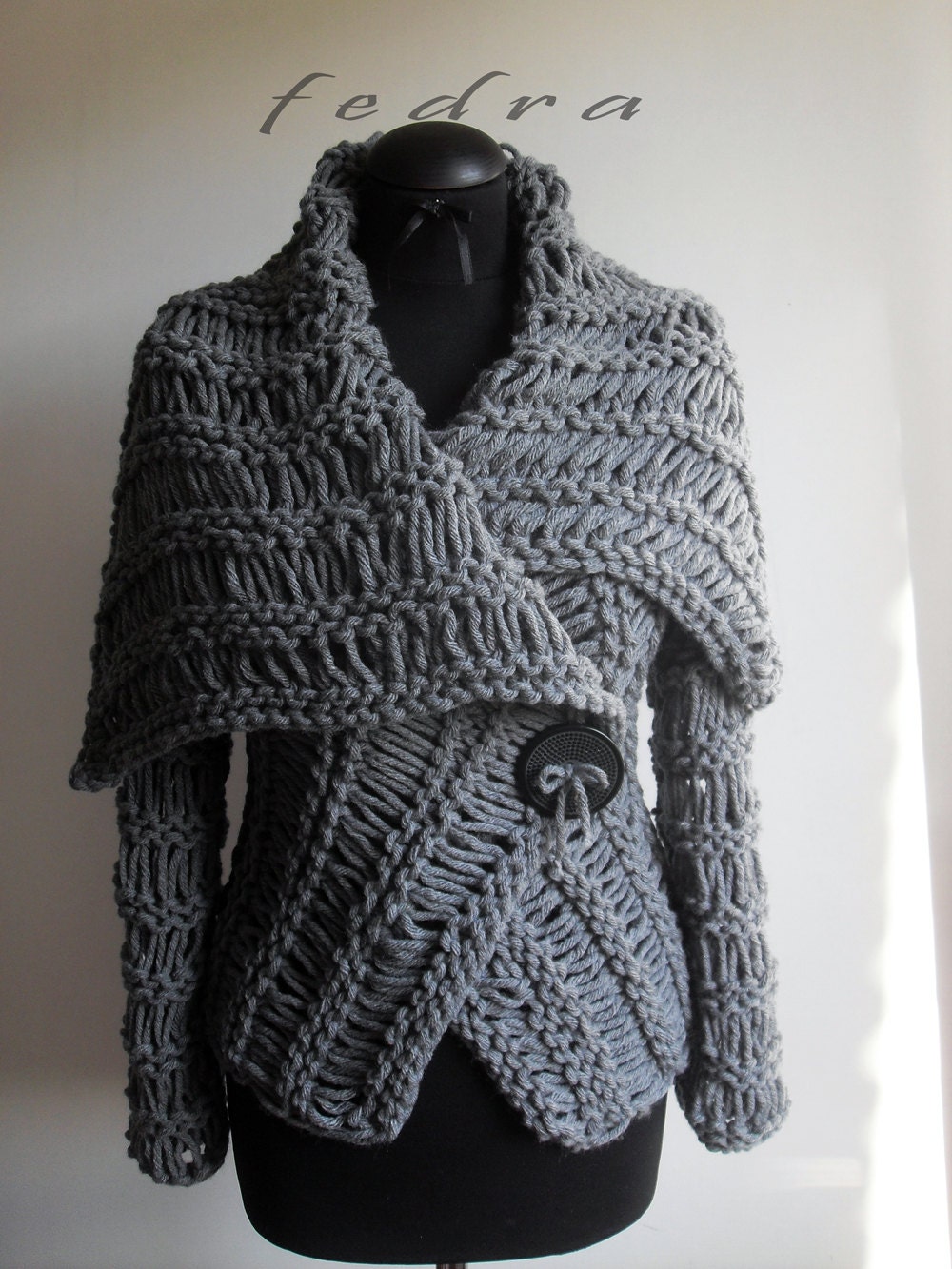 Gray or Light brown handmade knitted unique sweater for all sizes