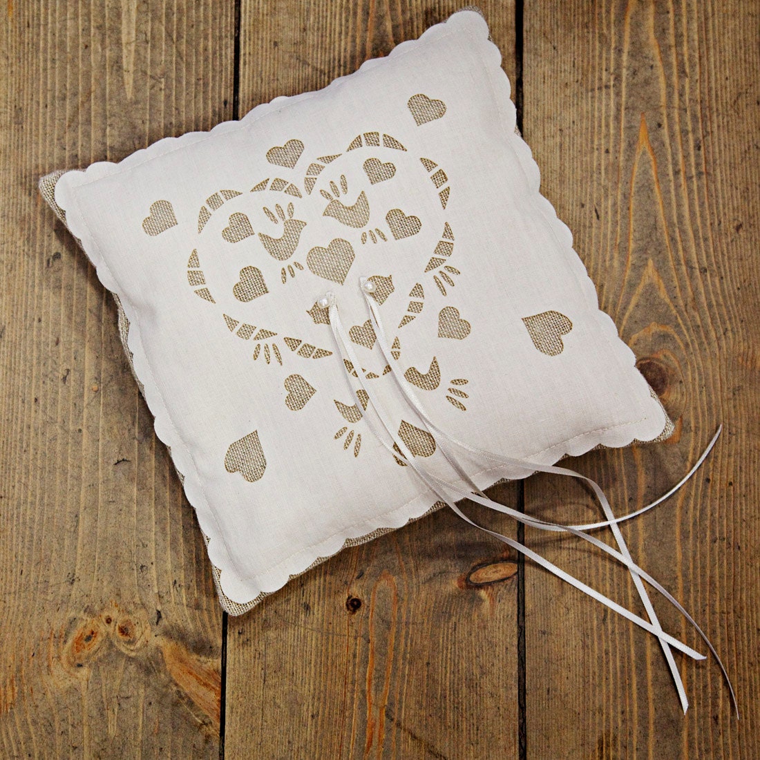 Ring bearer pillow, wedding love birds