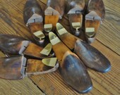 Vintage Shoe Forms, Wood and Brass, Lot of 4 Pair
