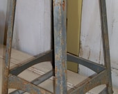 Metal gray rusty stool distressed industrial urban farm house steel metal furniture home decor Anita Spero