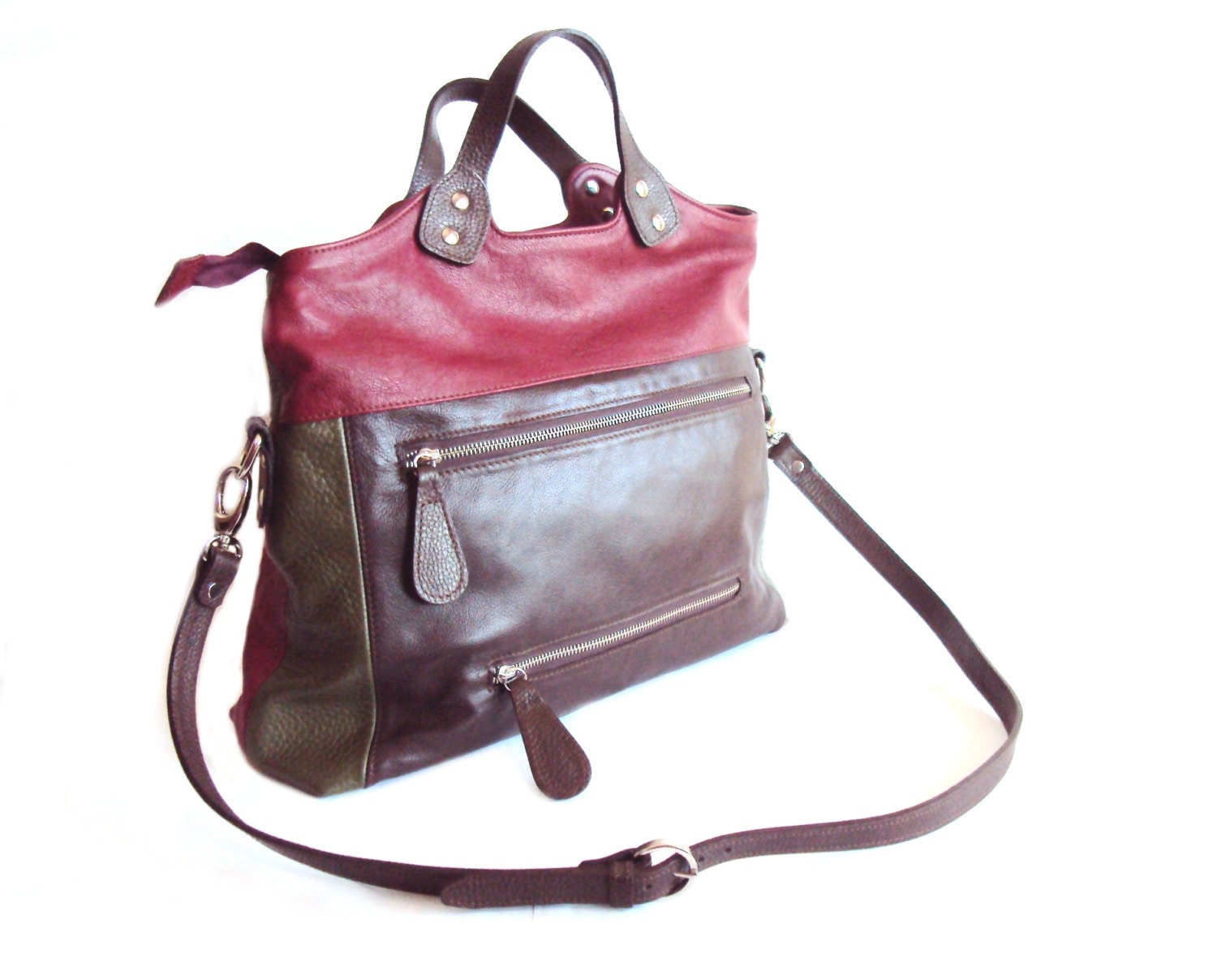 Leather Tote Bag Brown Handbag large Purse Messenger Bag Brown Red Khaki Handbag Autumn Fashion