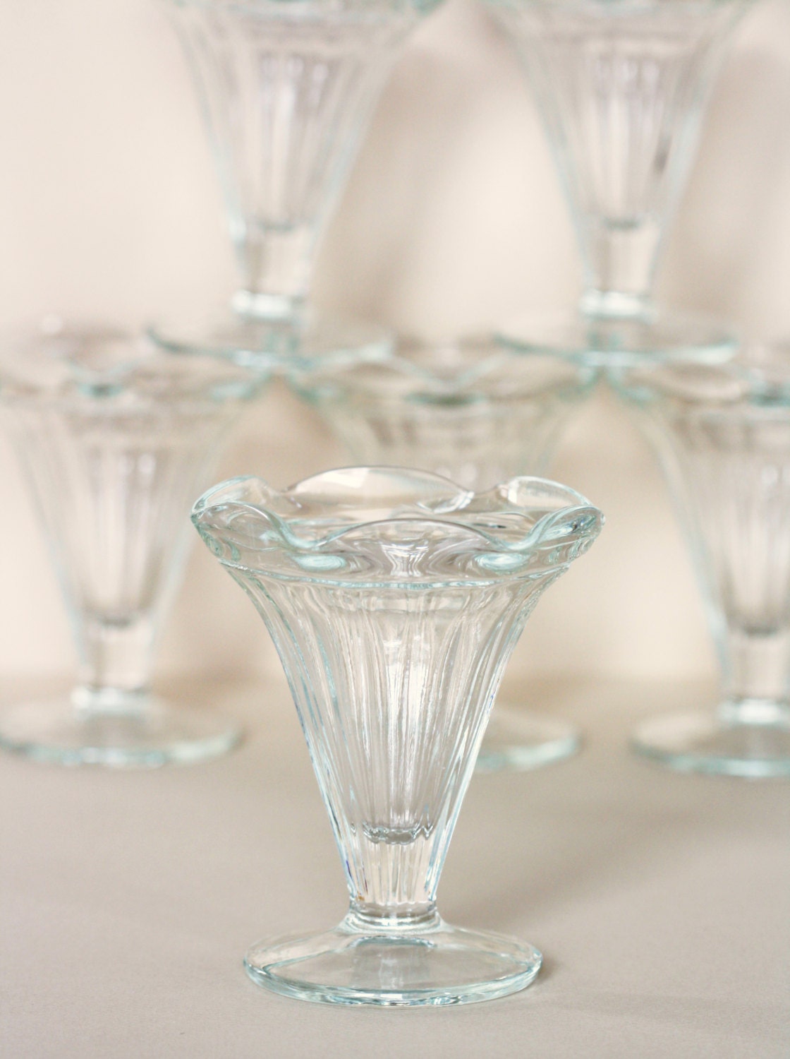 Fluted Ice Cream Dishes - Set of 6