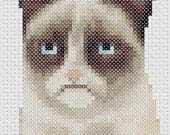 Grumpy Cat Cross Stitch Pattern  ( Printable PDF ) - Immediate Download from Etsy - Tarder Sauce  Portrait Style