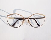 Christian Dior Vintage NOS Luxury Sunglasses Cat Eye cateye frames, 70s Gold and beige sand Enamel