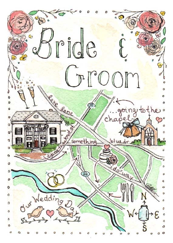 5x7-Bride & Groom Wedding Map-PDF-DIY Printing