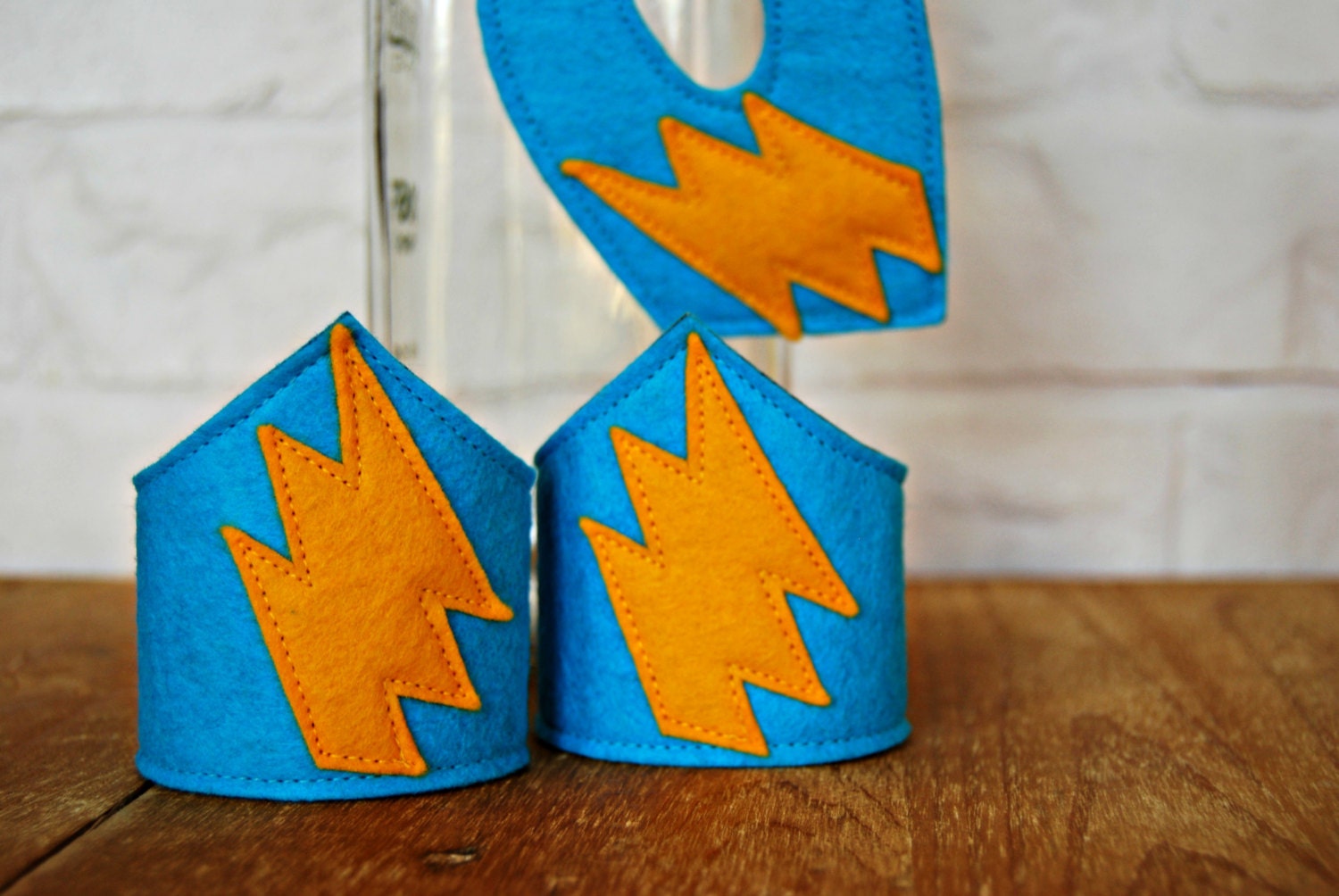 CHILD Felt Super Hero mask and cuff set Halloween costume Photography prop