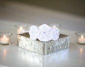 Adult Headband - White Shantung Silk Trio Rosette Headband For Women and Girls