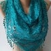 NEW- Mothers Day Gift Turquoise- Lace Shawl/ Scarf - Headband with Lace Edge