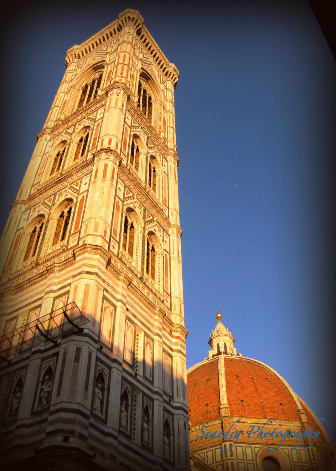 5"x7" Photograph - Florence, Italy. Duomo. Firenze. Italian. Gothic. Architecture. Italia. Blue. Tower. Orange.