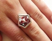 Pentagon- Enameled Bezel Set Ring