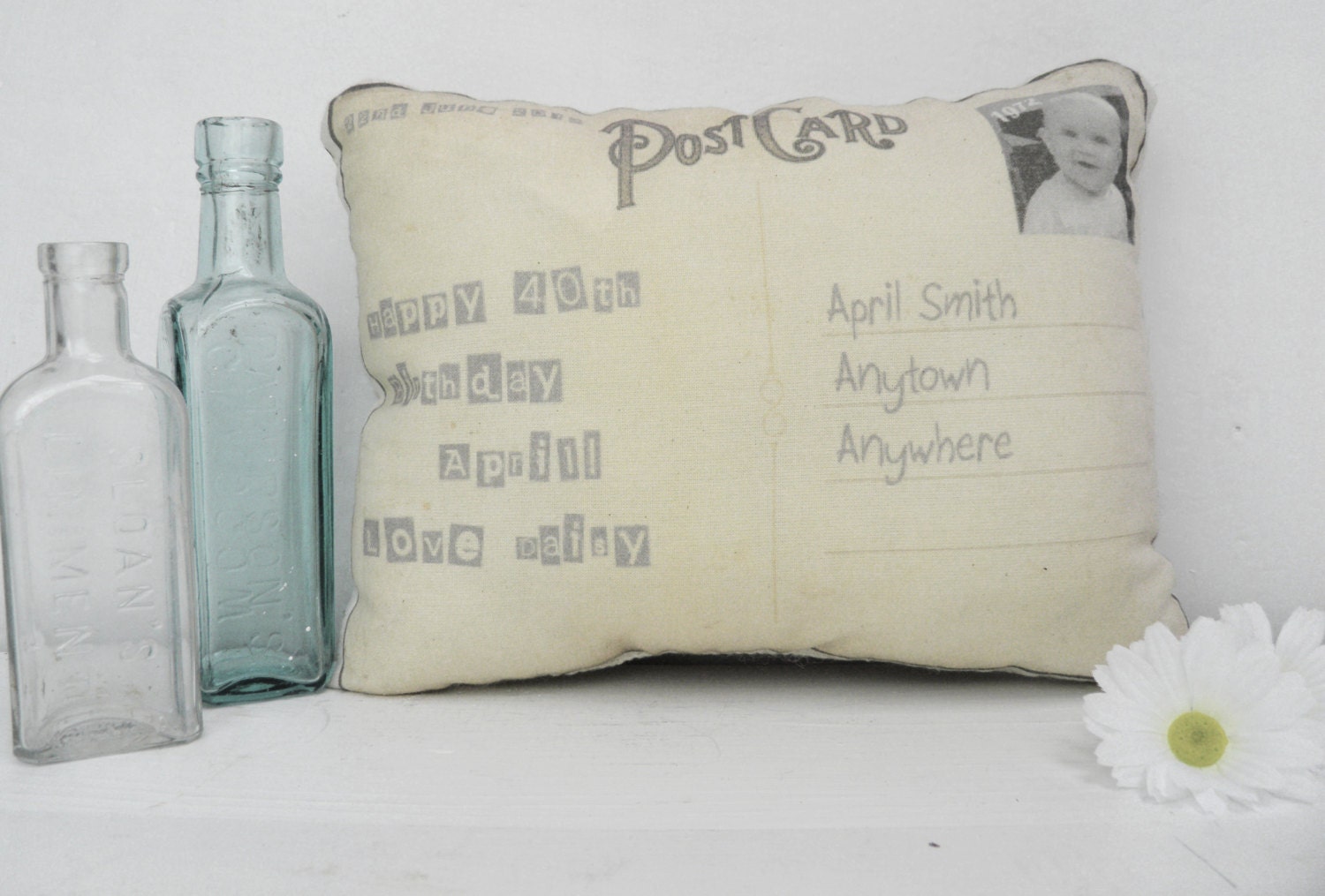 30th, 40th, Birthday Postcard Gift Mini Pillow