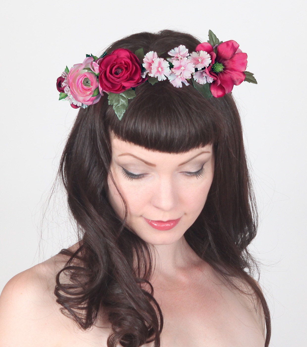 Romantic Bohemian Flower Crown - Floral Head Wreath - Statement Head Piece, Unique Wedding Circlet, Halo