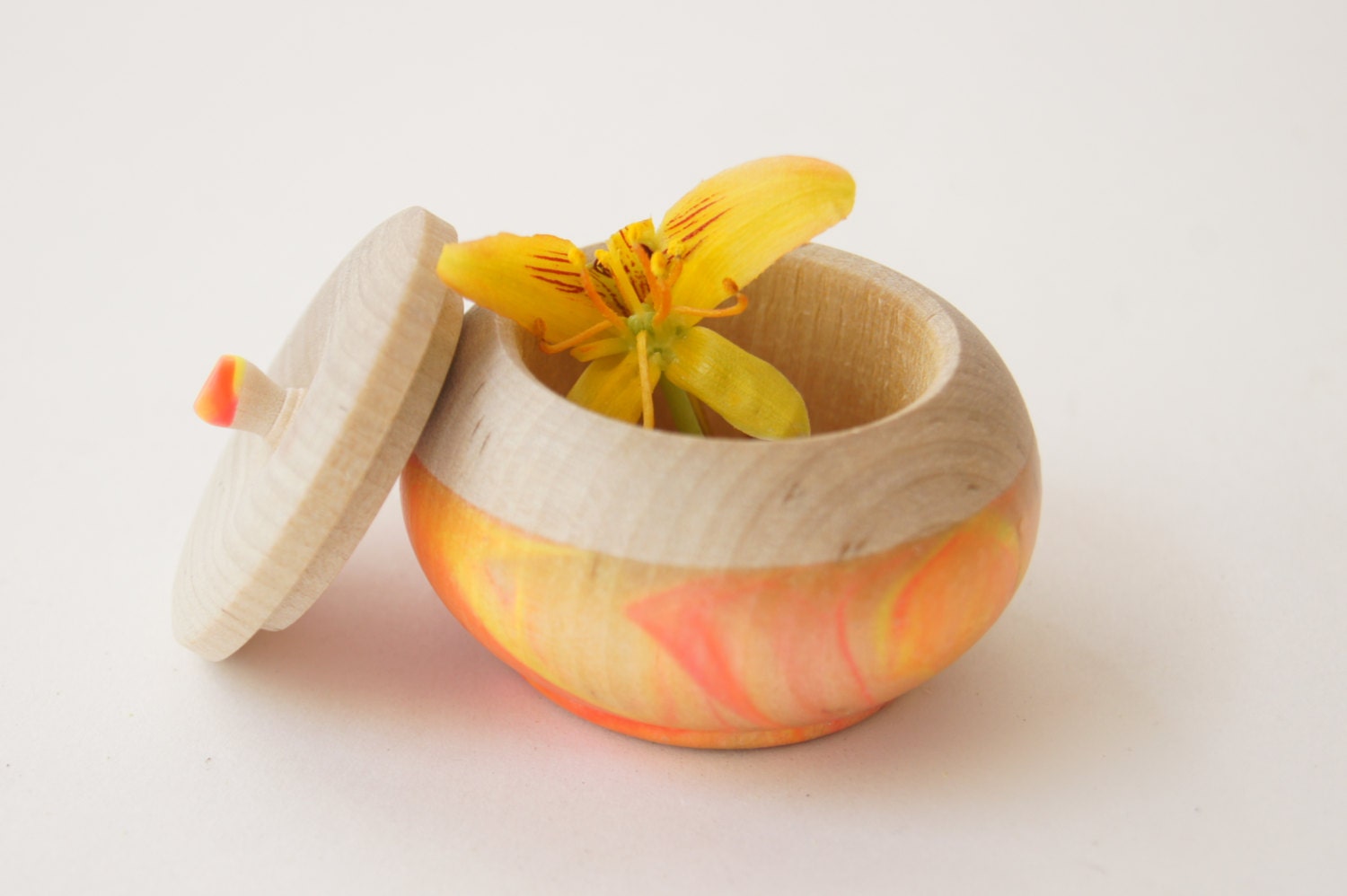 Mini Treasure Pot, Neon and Natural Swirl:  Wedding Decor, Engagement, Special Jewelry Box, Toothfairy, Stocking Stuffers