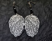 Delicate and Light earrings, made with Silver lasercut filigrees and black and silver czech crystal beads