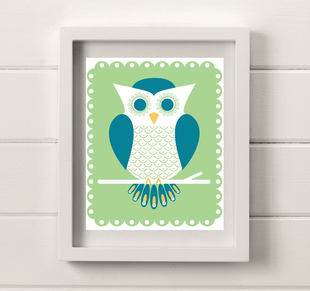 Owl Illustration, Kids 8x10 Print